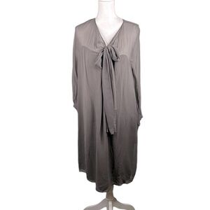 Crispin and Basilio 100% Silk Brown Long Sleeve Lagenlook Midi Dress Size Medium